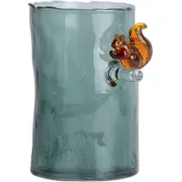 Present Time Vaas Squirrel On Branch - Diepgroen - 9.5x9.5x15cm - Glas - Scandinavisch - Bloemenvaas - Woondecoratie - Decoratieve vaas voor woonkamer of slaapkamer