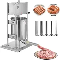 Vevor Handmatige worstvulmachine 10L Verticale worstvulmachine Vleesvuller met 2 snelheden (snel/langzaam)