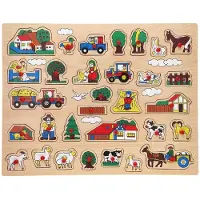 Gerkimex Playwood houten puzzel, boerderij, extra groot, 32 stukjes, educatief speelgoed