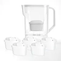 Wessper waterfilterkan voor koelkastdeur, 2,7 liter, set met 6 filters - Wit