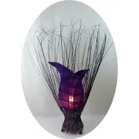 SIMANDRA Decoratieve lamp, sfeerverlichting, Aziatische lamp, vloerlamp, tafellamp, tafelverlichting, Bali, Azië, TULPE, groot, 100 cm, paars