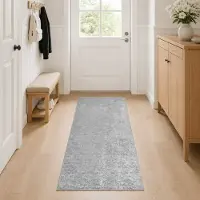 vidaXL Vloerkleed Grijs 80 x 300 cm 100% Polyester 3 mm Wasbaar
