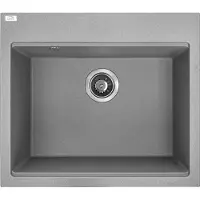 Laveo BADLAND Spoelbak, granietspoelbak, enkele spoelbak, TAU 50x57, grijs | Inclusief sifon!