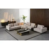 AEA Beiges Ecksofa L-Form, 6-teilig, Modern, Mit Kissen, 8 Sitzplätze