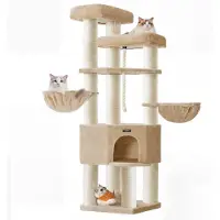 Feandrea Kraboom, groot, meerlaags kattenboom, XXL, 55 x 55 x 186,7 cm, 11 kg