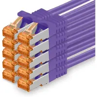 1aTTack.de , 0,5 meter - Cat.7 netwerkkabel, paars - 10 stuks, Gigabit Ethernet LAN kabel