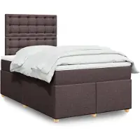 vidaXL Boxspring met matras stof donkerbruin 120x200 cm
