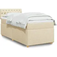vidaXL Boxspring met matras stof crèmekleurig 90x190 cm