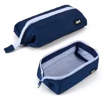 Zipit Lenny pennenetui, etui met brede opening voor school, donkerblauw