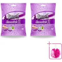 Wilkinson 2 x - Wegwerpscheermesjes Essentials 2 - Voor Dames - Antislip Greep - 5 scheermesjes - Bulkverpakking - Wegwerpscheermesjes voor dames - Douchemop - Scheermesjes met antislip handgreep