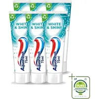Aquafresh 6 x White & Shine - Whitening Tandpasta - 75 ml - Grootverpakking - Vaatwasstrips - Witte Tanden - Glans Tanden - Tanden Reinigen - Tanden Verlichten - Tanden Beschermen