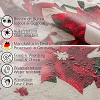 ANRO Tafelkleed Kerstbloemen Meerkleurig 220x140cm Met sierband Afwasbaar Waterafstotend