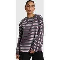 Alix The Label Dames Tops & T-shirts Ladies Knitted Stripe Longsleeve T-shirt - Donkergrijs - Maat L