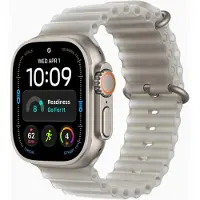 Apple Watch Ultra 4 GPs + Cellular 49mm Natural Titanium Case - Translucent Grey Ocean Band Smartwatch