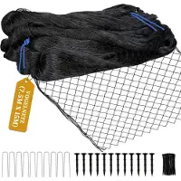Famanu - Vogelnet 7.5m x 15m - Bescherming tegen vogels in de tuin - UV-bestendig en stevig materiaal - Zwart 1 stuk