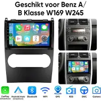 Junsun Android 15 Autoradio Geschikt voor Mercedes-Benz A/B-klasse W169 W245 -Draadloze CarPlay & Andriod Auto - GPS-navigatiesysteem - Bluetooth - WiFi - 9 inch touchscreen - RDS - USB - SWC