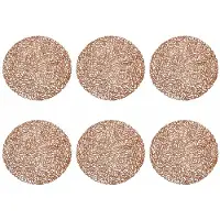 HEM Placemats Rond Ø 38 cm Roségoud - PVC Tafelmatten - Bordonderleggers - Opengewerkt Bladpatroon - Set van 6
