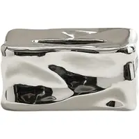 Famanu – Papierladebox in Scandinavische stijl, rechthoekig, geplisseerd, keramiek, papieren handdoekdispenser, opbergdoos, servettenopbergdoos (zilver)