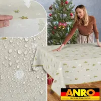 ANRO Tafelkleed Kerstbomen Meerkleurig 280x140cm Met sierband Afwasbaar Waterafstotend