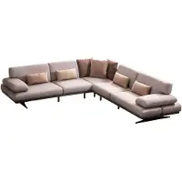 AEA Beiges Wohnzimmer Ecksofa Designer L-Form Couch Metallfüße