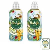 Robijn 2 x – Wasverzachter – Kokos Sensation – 765 ml - Wasstrips - Wasverzachter Kokos - Wasverzachter Fris - Wasverzachter Tropisch - Wasverzachter Voor Kleding - Wasverzachter Voor Beddengoed