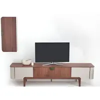 AEA Braunes Wohnzimmer Set Designer Holz Sideboard Luxus Regale 2tlg