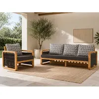 AEA Gartenlounge Set 3-Sitzer Sofa Sessel Schwarz Kissen Modern