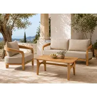 AEA Gartenlounge Set 3-Sitzer sofa Sessel Beige Kissen Modern Couchtisch