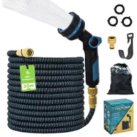 Merkloos Tuinslang 30 m, 10 spuitmondstukken, 3/4 inch, polyester, blauw zwart, voor buitengebruik