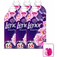 Lenor 6 x - Wasverzachter - Bloemenboeket - Fris & Zacht - 55 Wasbeurten - Bulkverpakking - Wasverzachter bloemen - Douchemop - Frisse geur