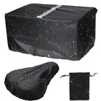 Markenlos - Set van 2 regenhoezen - Bescherming tegen regen voor fietsmand en zadel - Waterdicht polyester - Zwart 2 stuks