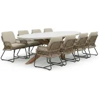 BUITEN living Livorno/Gianna Sahara Dust dining tuinset | 8 personen | polystone + touw | 280cm