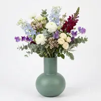 Floran Design bloemenvaas Clarice - groen - mat glas - 22 x 30 cm - glazen vazen - siervaas - boeketten