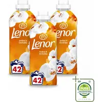 Lenor 3 x - Wasverzachter - Amber & Orchidee - Fris & Zacht - 42 Wasbeurten - Grootverpakking - Vaatwasstrips - Wasverzachter - Geur - Ontspanning - Frisheid - Wasmachine