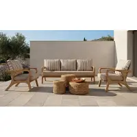 AEA Gartenlounge Set 3-Sitzer Sofa Sessel Beige Kissen Modern Elegant
