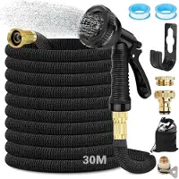 Merkloos Flexibele tuinslang 30 m, 8 sproeifuncties, 1/2 inch tot 3/4 inch, voor tuinirrigatie