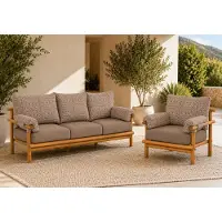 AEA Gartenlounge Set 3-Sitzer Sofa Sessel Grau Beige Komfortabel Terrasse