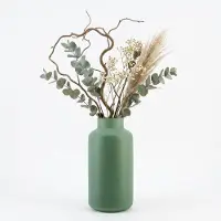 Floran Design bloemenvaas Milano - groen - mat glas - 15 x 25 cm - glazen vazen