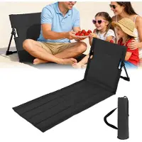 Merkloos Vouwbare strandstoel, met rugleuning, 600D Oxford stof, zwart, voor buiten