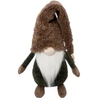 Intratuin Kerstfiguur Fluf Gnoom Zittend Bruin / Wit 20 X 13 X 32 Cm