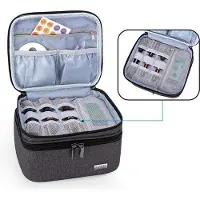 Unyqoos Etui voor etherische oliën – Organizer voor 30 flesjes (5–30 ml) en roll-ons, zwart, nylon, met accessoirevak, compact, 20,5 x 17 x 12,5 cm