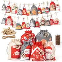 OEM Adventskalender om zelf te vullen - 3 verschillende maten - Rood, beige, grijs