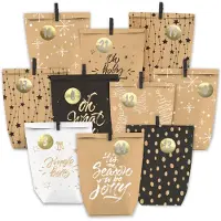 OEM Adventskalender om zelf te vullen - 24 papieren zakjes van kraftpapier met stickers - Om zelf te vullen - 24 stuks