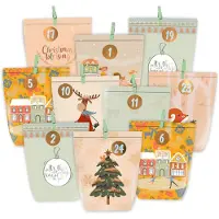 OEM Adventskalender om zelf te vullen - 24 papieren zakjes met cijferstickers - Voor zelf maken