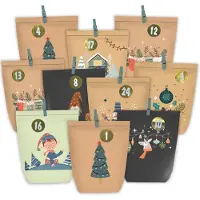 OEM Adventskalender om zelf te vullen - 24 papieren zakjes met cijferstickers - Voor zelf maken - 24 stuks