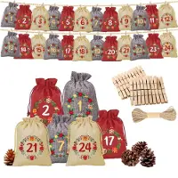Dripio 24 jute zakjes voor een adventskalender, afmetingen 10x15,5 cm, zelf te vullen