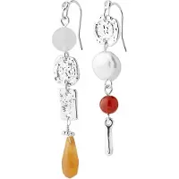 Pilgrim Oorbellen 'Trace' donkeroranje / rood / zilver