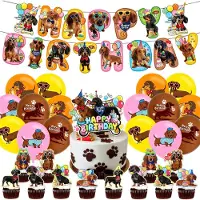 OEM Dackel-decoratieset - Met afbeelding van een dwergspits - Geschikt voor feesten en evenementen - Kleurrijk