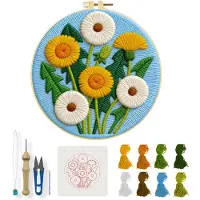 OEM Punch Needle borduurset - Bloemmotief (paardenbloem) voor beginners - DIY botanische wanddecoratie - 22x22 cm