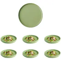 Aps The Grid Dinerbord - Bordenset - Porseleine borden - Stapelbaar - Salie Groen - 20 cm (6 stuks)